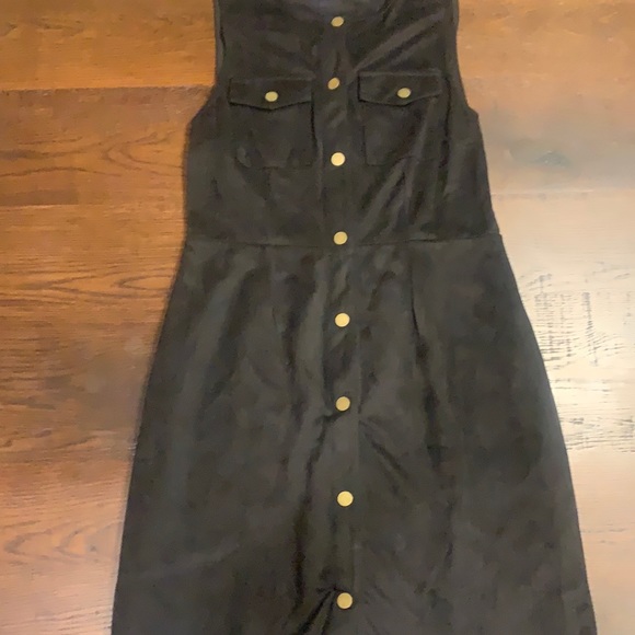NWOT Never Worn Black Faux Suede Button Up Dress - Picture 3 of 6